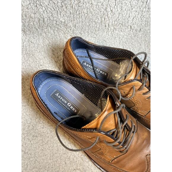 Aston Grey Collection Lovorwen Brown Wingtip Oxfords 11.5 - Picture 8 of 16